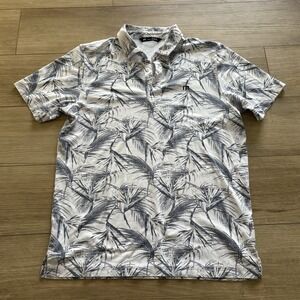 Travis Mathew Polo Mens M Gray White Tropical Short Sleeve Casual Golf Shirt